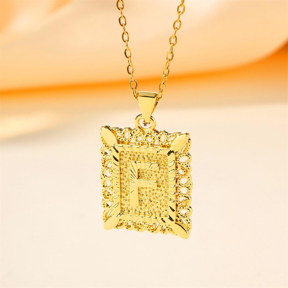 26-Letter Stainless Steel Necklace with Copper Pendant - European & American Fashion for Men
