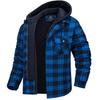 Veste chemise en flanelle pour homme avec capuche amovible Manteaux d'hiver doublés matelassés à carreaux Sweat à capuche épais Vêtements d'extérieur Chemises polaires pour homme