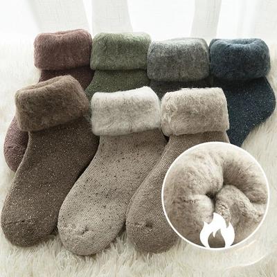 Calcetines de Felpa Súper Suaves Cálidos de Invierno para Mujer Lisos Cálidos de Invierno Espesos de Felpa de Coral Calcetines Térmicos de Nieve para Casa Suelo para Dormir