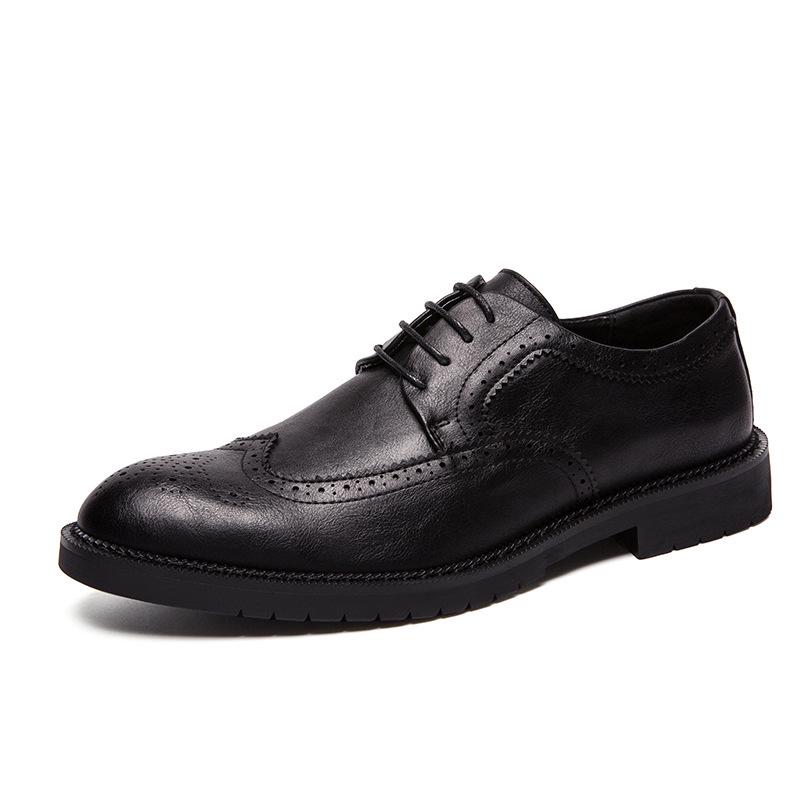 Men's Large Size Spring Leather Brogue Shoes - Casual & Formal Lace-up Low-tops
