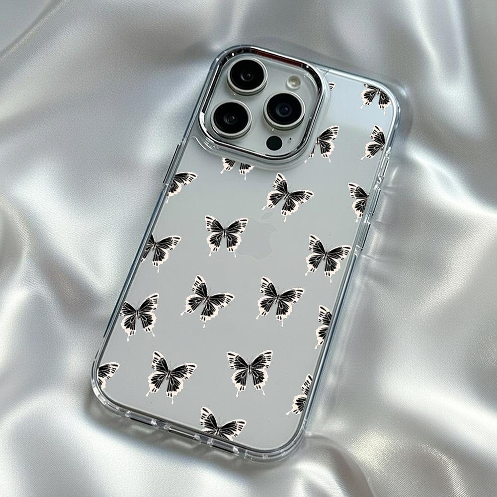 

Cute Butterfly pink girl fashion design Phone Case For iPhone17 16 15 14 13 12 Pro Max Plus Electroplated Transparent phone case iPhone 16e