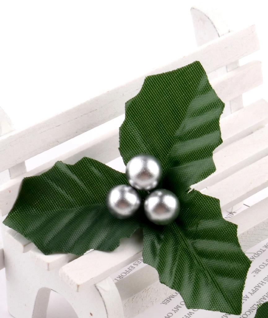 5/10PCS Christmas Artificial Holly Berries Cherry Little Fruits Green Leaves for Party Home Decoration Garland Wreath Ornaments