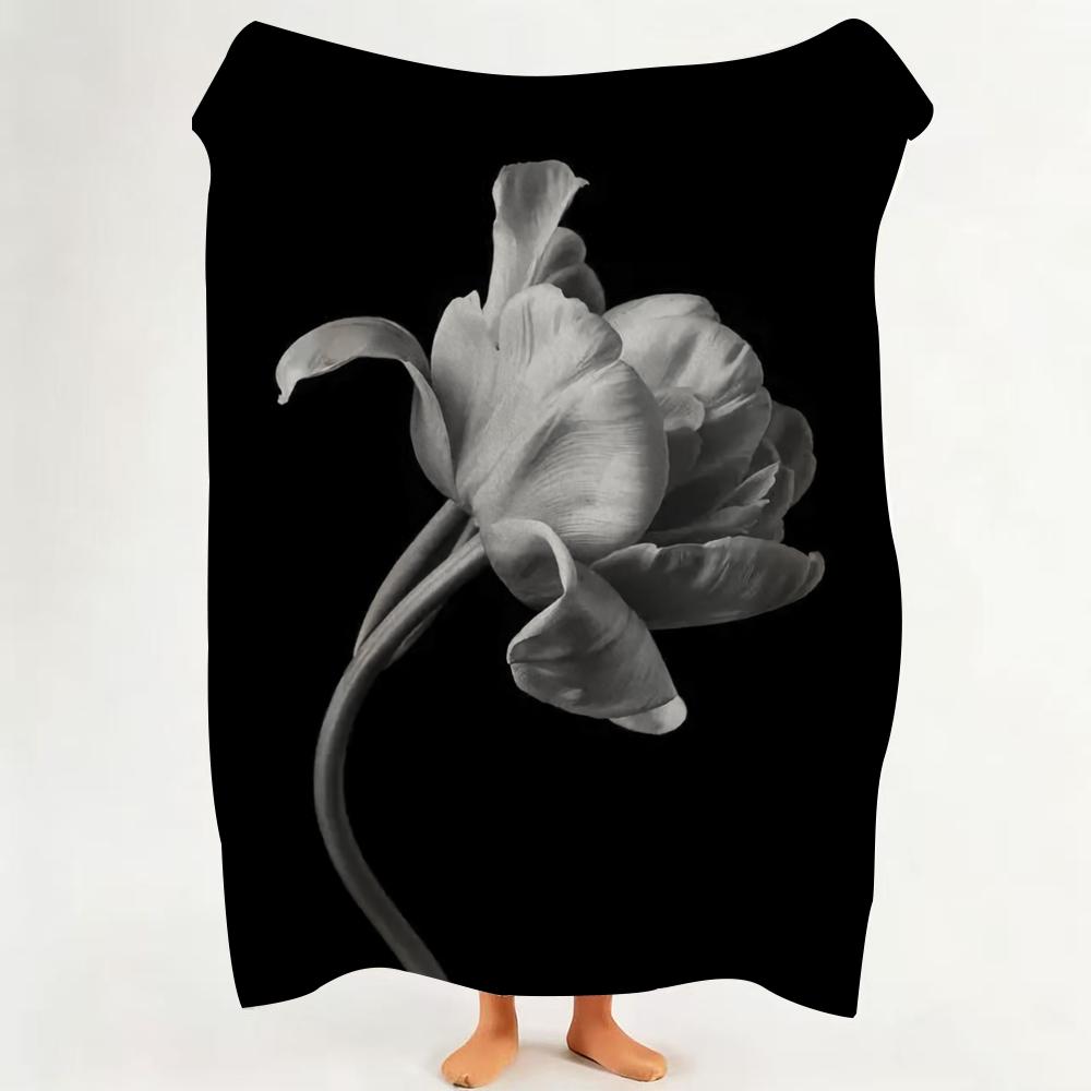Art B Black A And W White A Art P Plant F Flower Throw Flannel Throw Blanket Suitable for Sofa Living Room Bedroom