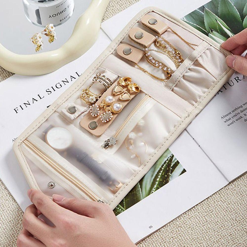 Hochwertige Faltbare Schmucktaschen Leder Mini Halsketten Ohrringe Tasche Tragbare Beutel Reise