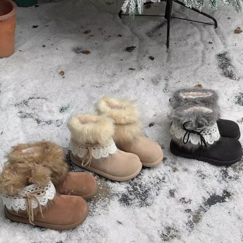 Northeast Millennium Wind Snow Boots Women's Autumn and Winter 2025 New Thickened Height Increase Fleece Warm Sleeve Cotton Shoes Women