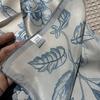 Elegant temperament blue flower silk silk scarf women's autumn and winter neck protection warm small scarf 111 mulberry silk square scarf