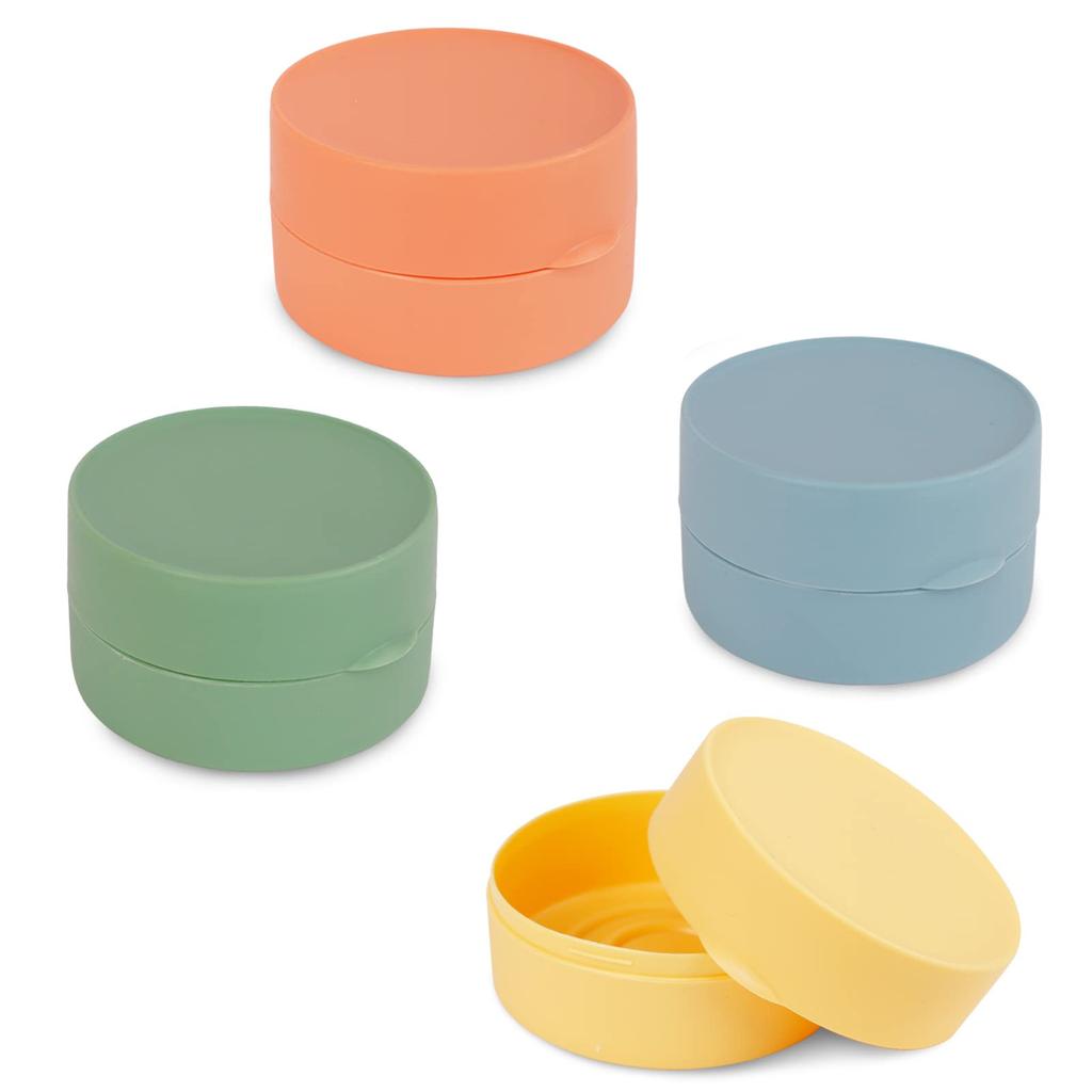 4 Pcs Travel Soap Box Holder Case, Portable Leak Proof Round Soap Dishes Container with Lid for Shower Gym Bathroom