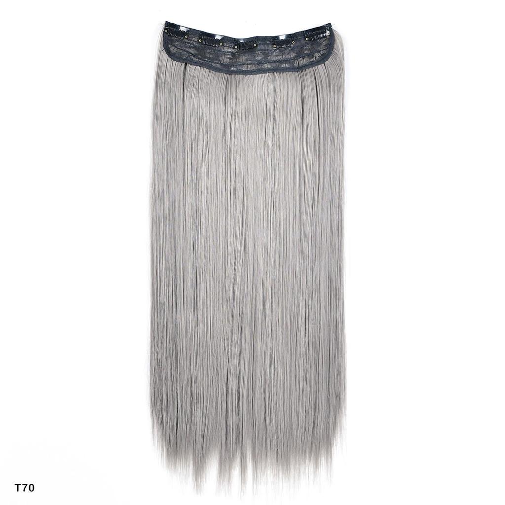 Clip In Hair Extensions For Women One Piece 5Clips Straight&Wavy Hair Black Gray Ombre Color Cosplay Hairpieces
