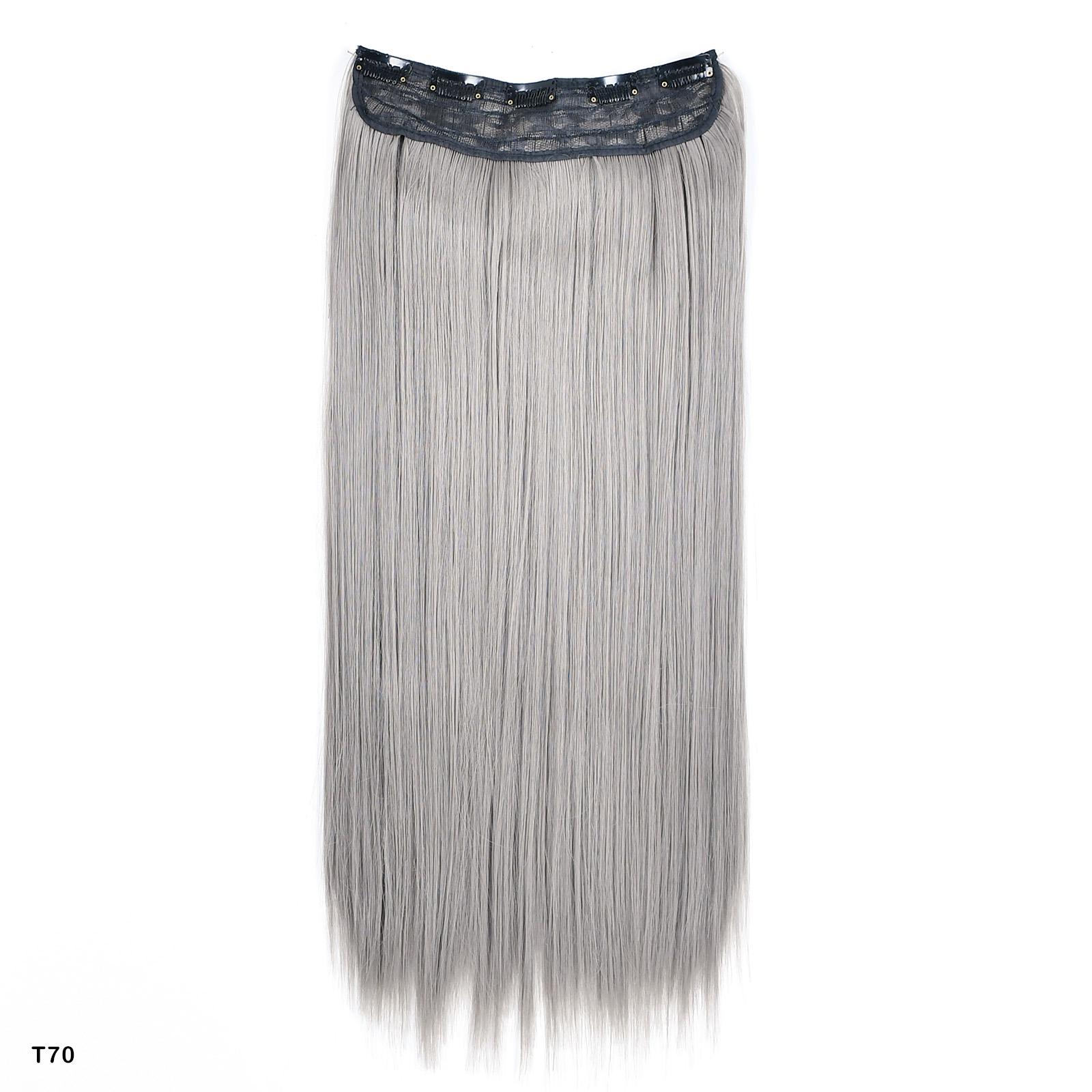 Clip-in-Haarverlängerungen für Frauen, einteilig, 5 Clips, glattes und gewelltes Haar, Schwarzgrau, Ombre-Farbe, Cosplay-Haarteile