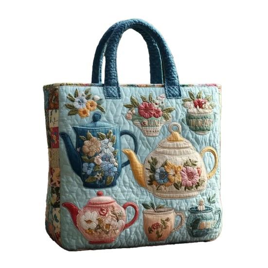 Quilted Vintage Handbag Women Tote Bag Shoulder Bag Machine Washable Floral Purse for Commuting Travel Grocery Shopping Beach