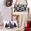 1PCS Christmas Tree Pattern Pillowcases: Black & White Festive Decor Sofa bed cushion cover, New Year home decoration