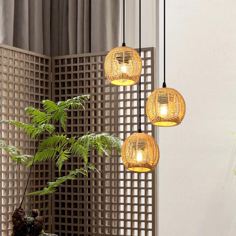 Japanese Bamboo Lantern: Retro Woven Pendant Light for Tea Room or Restaurant