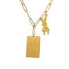 Love Letter Rabbit Pendant Necklace: Rectangle, Long Chain, Fade-Resistant Gold-Plated Titanium Steel.