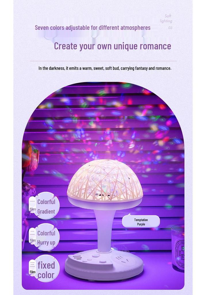 Romantic Seven-Color LED Mood Light with Rotating Indoor Stage Lamp & Cord Extension.