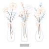 3 Pcs Metal Flowers Wall Art Exquisite Metal Vase Wall Decor Floral Ornaments Rustic Farmhouse Decor for Living Room Bathroom