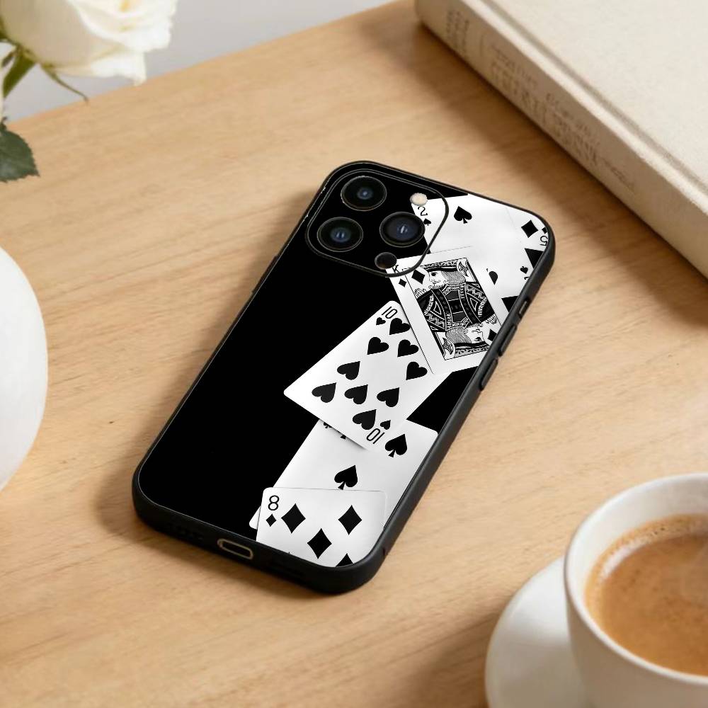 p-poker Phone Case For iPhone17,16,15,14,13,12 Plus,Max Soft Silicone Black Cover