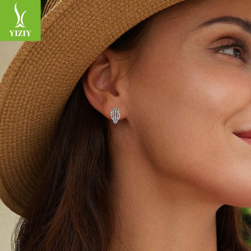 Halloween Skull Hand Bone Ear Buckles, Diablo S925 Sterling Silver Earrings Earrings