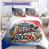 France Football Printed Bedding 3 Piece Set Cozy Breathable Bed Cover Set as Housewarming Holiday Gift