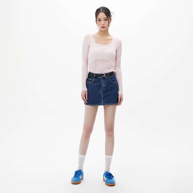 Rap Micro Part Washed Denim Skirt Aq2Ds560