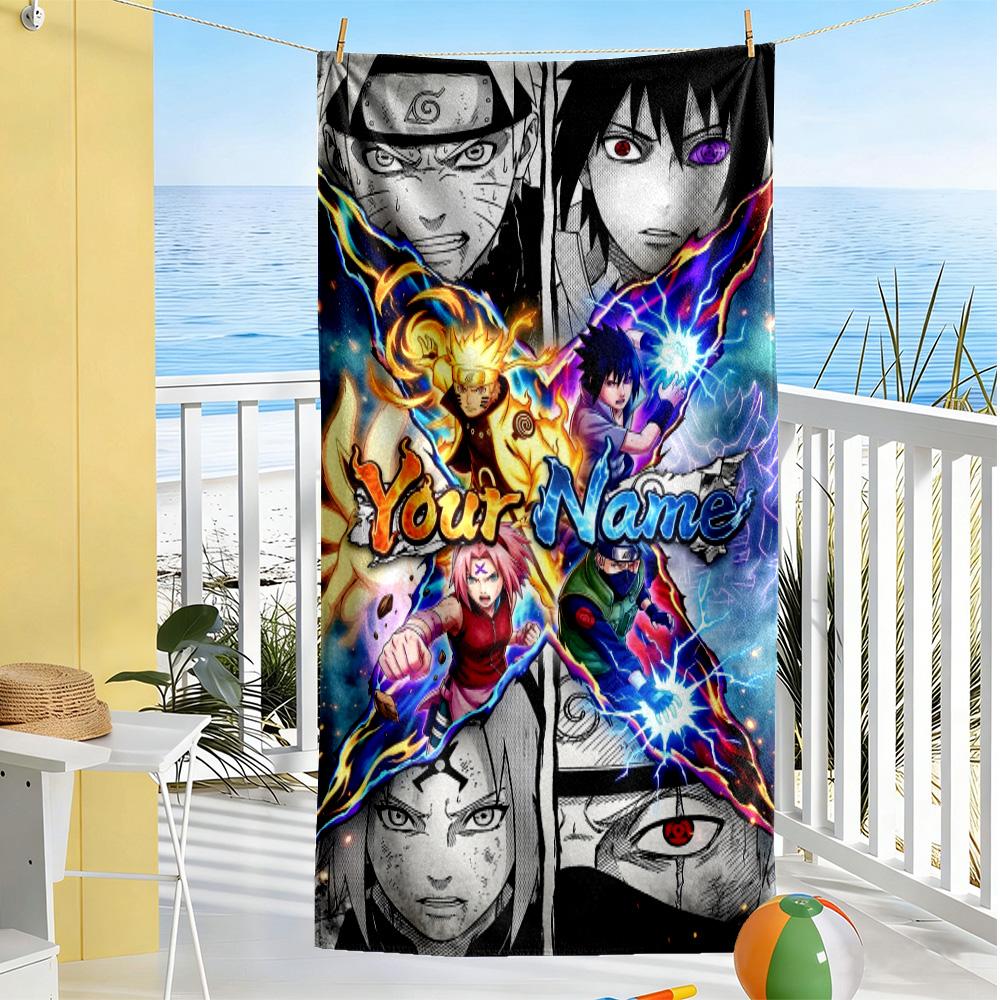 Naruto Character Customize Text Beach Towel Soft Durable Quick-Dry Suitable for Sports Travel Swimming Yoga Bathroom Beach And Pool
