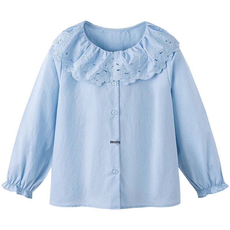 Minibala Girls' Pure Cotton Big Lapel Shirt
