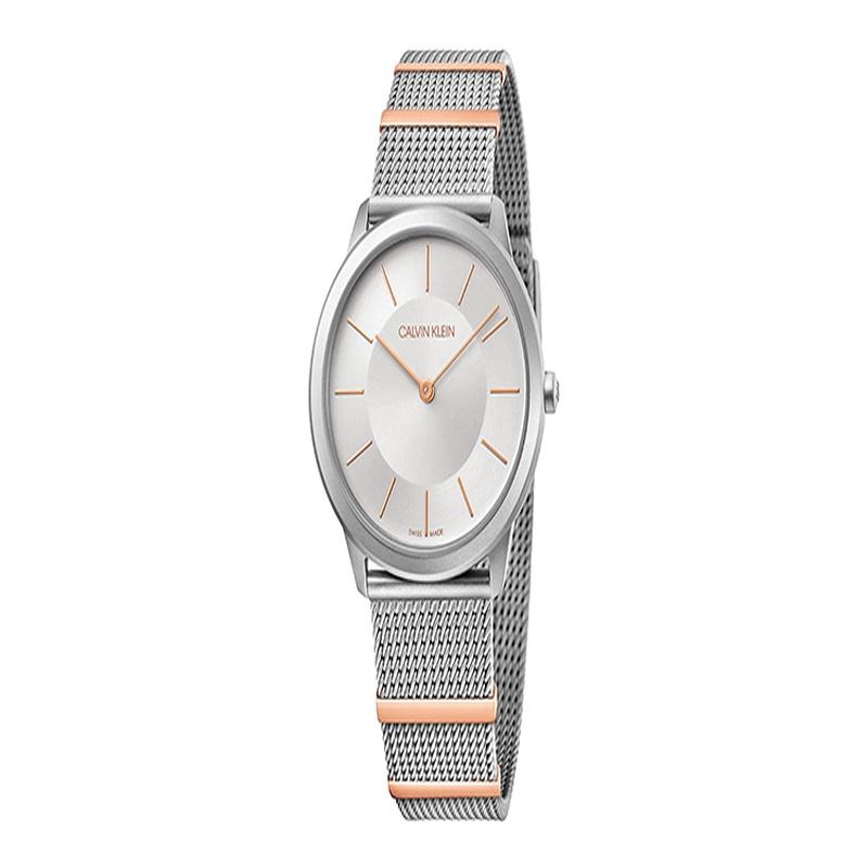Calvin Klein Quarz Uhr Quarzwerk Edelstahl Armband 36mm Silbernes Zifferblatt Gleicher Stil für Männer und Frauen 30 Meter Wasserdicht K3M521Y6