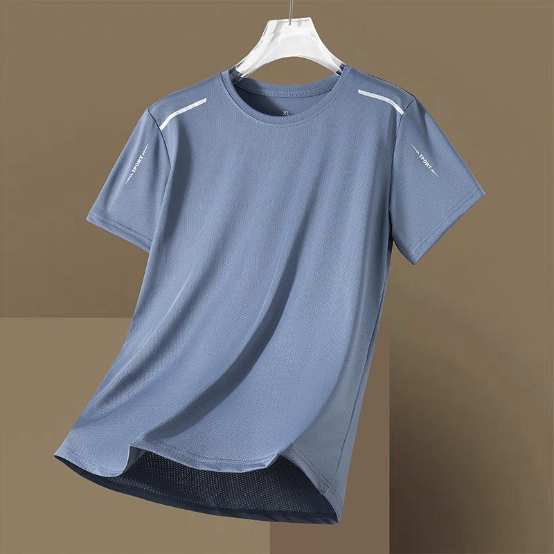 Quick-drying T-shirt High Elastic Short-sleeved Breathable Ice Silk Round Neck Men's Sports Running Outdoor Sun Protection