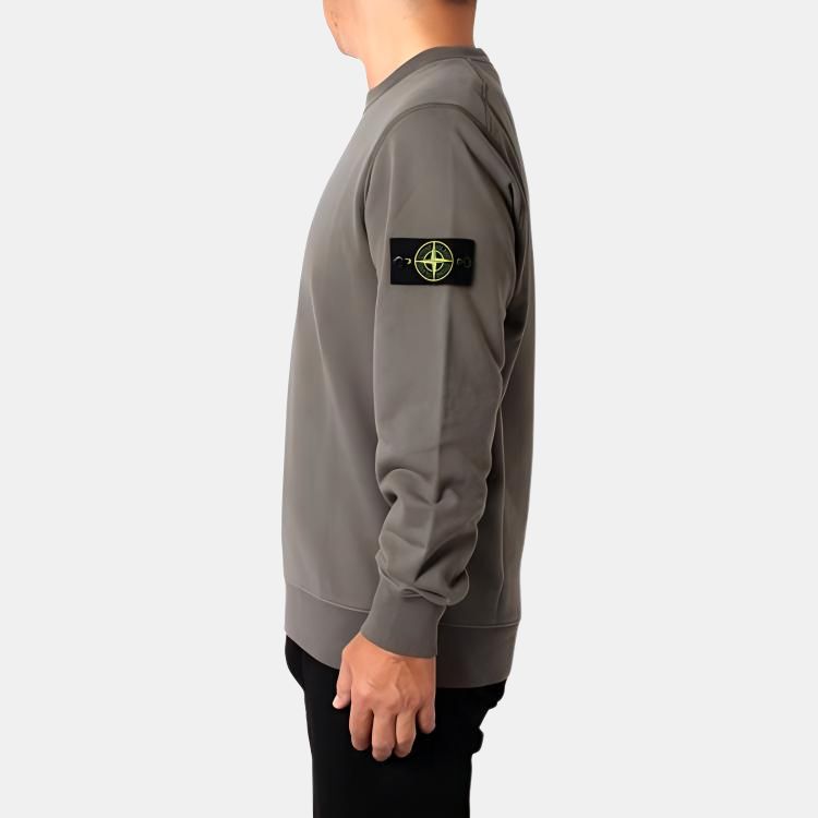 STONE ISLAND Felpa Girocollo Manica Lunga Vestibilità Larga Monocolore Uomo felpa Marrone Chiaro 811563051-V0075