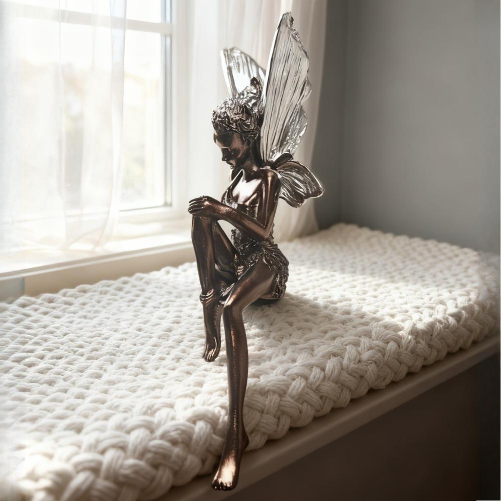 Enchanted Fairy Figurine Resin Fantasy Elf with Delicate Wings Magical Woodland Creature for Bookshelf Desk Decor Unique Gift