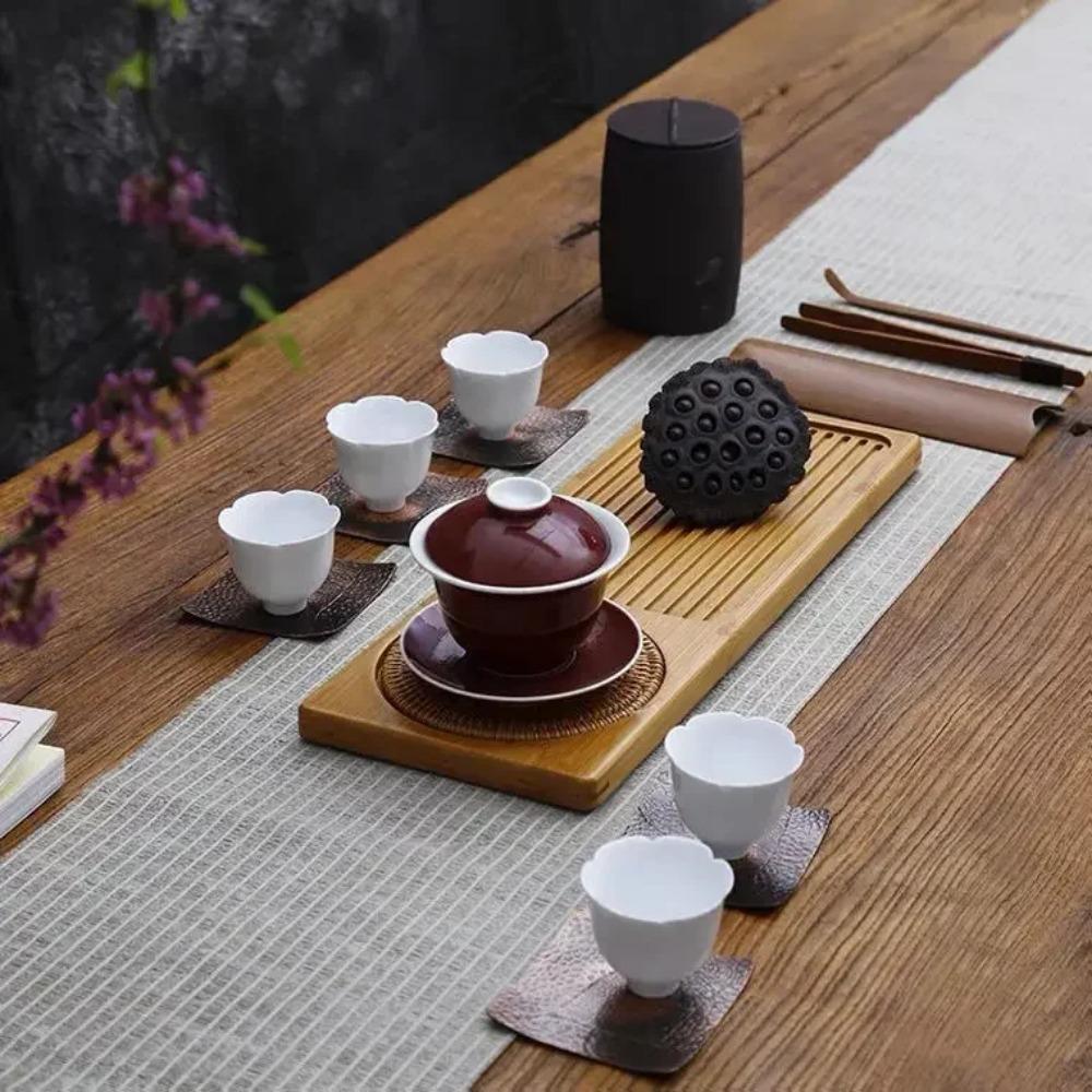 Bamboo Wood Tea Tray, Tea Plate Accessories, Saucer Rattan Mat, Rectangle Serving Table Plate, Storage Dish for Hotel Gongfu Tea