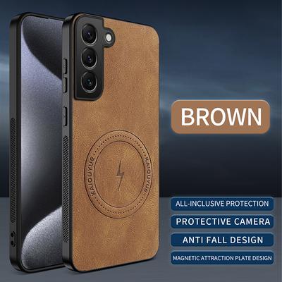 Leather Exquisite Phone Case For Samsung Galaxy S25 Plus S24 S23 S22 S21 FE Magnetic Silicone Bumper Shockproof Cover S24 Ultra