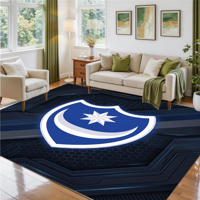 Portsmouth FC Design Kristall-Samt-Teppich Weich Dekorative Matte für Schlafzimmer Eingang