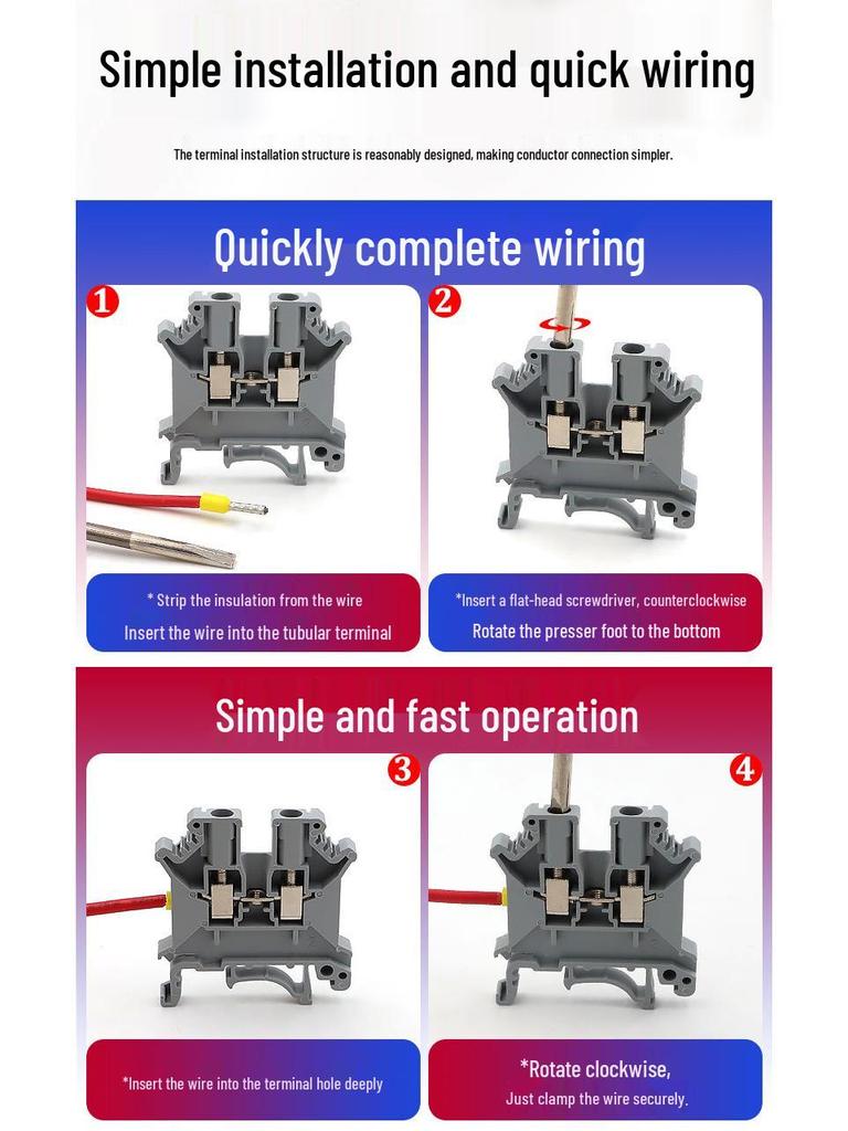 UK2.5B DIN Rail Terminal Block Connector, Pure Copper, Flame Retardant, Quick Wiring (UK-5n, UK-3n, UK-6n).