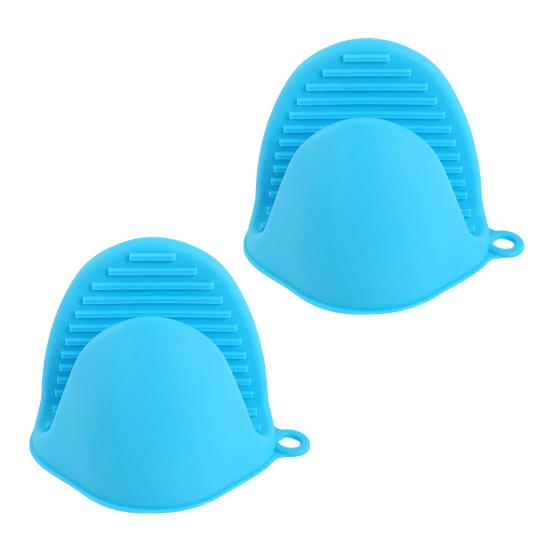 

2Pcs Silicone Oven Mitts Heat Resistant Anti-scalding Clip Practical Kitchen Potholders Mini Oven Glove Pinch Mitts Cute Cooking Mittens 2pcs синій