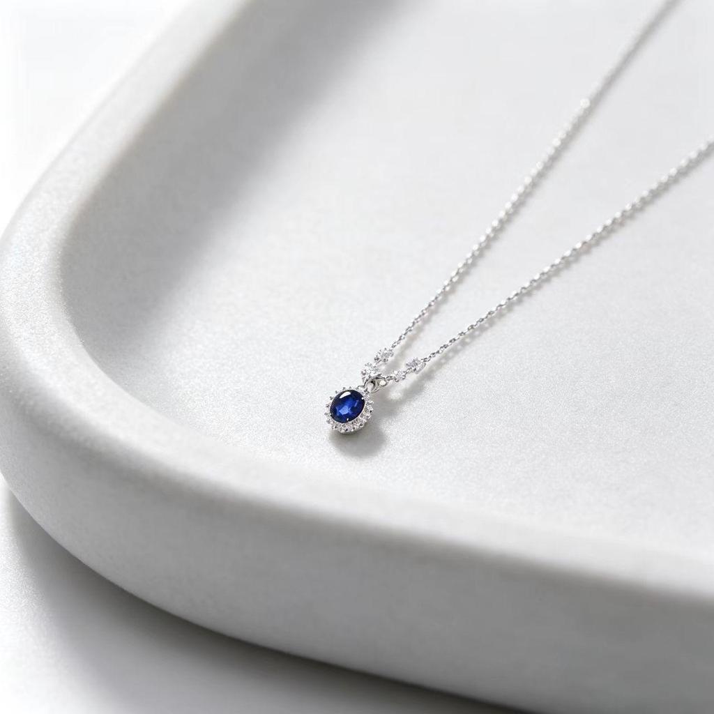 Elegant S925 Sterling Silver Blue Starry Sky Pendant Necklace - High-End Design with a Light Luxury Touch
