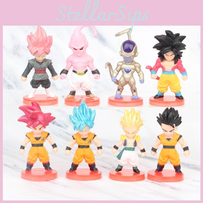 Fun Dragon Seven Ball Pvc Figurine Set Adorable Buu Super Blue Red Black Goku Display