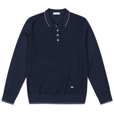 FERRAROMILANO Men'S Solid Long Sleeve Collared Sweater Deep Blue (Am0Dts10145)