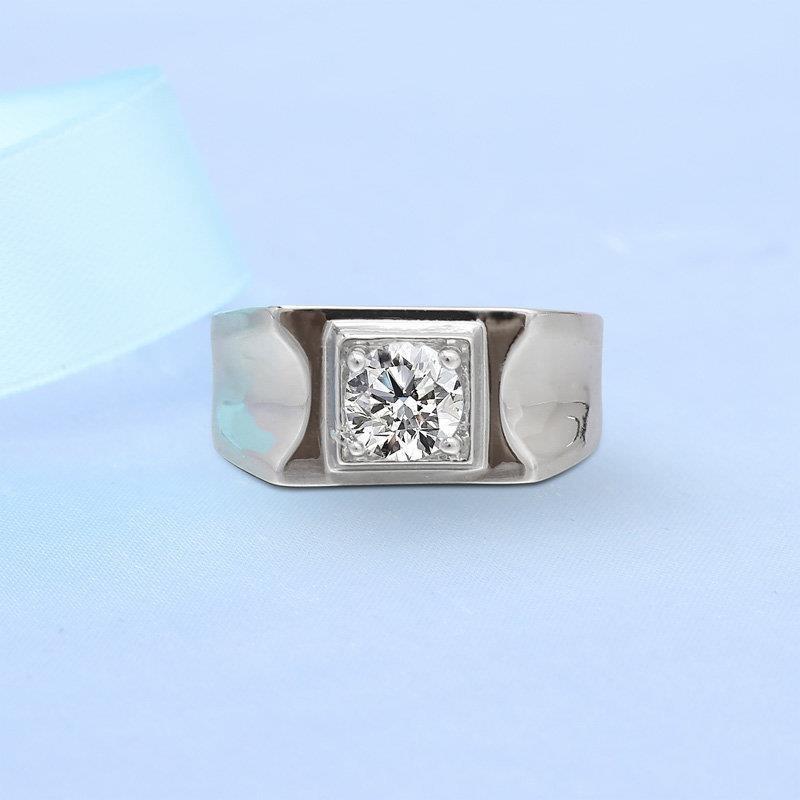 Pierścionek Męski Hipster Luksusowy Prosty Casual Dominujący Trend Pierścionek z Diamentem Jednokaratowy Imitacja Diamentu Mozambijskiego Pierścionek Męski Biżuteria