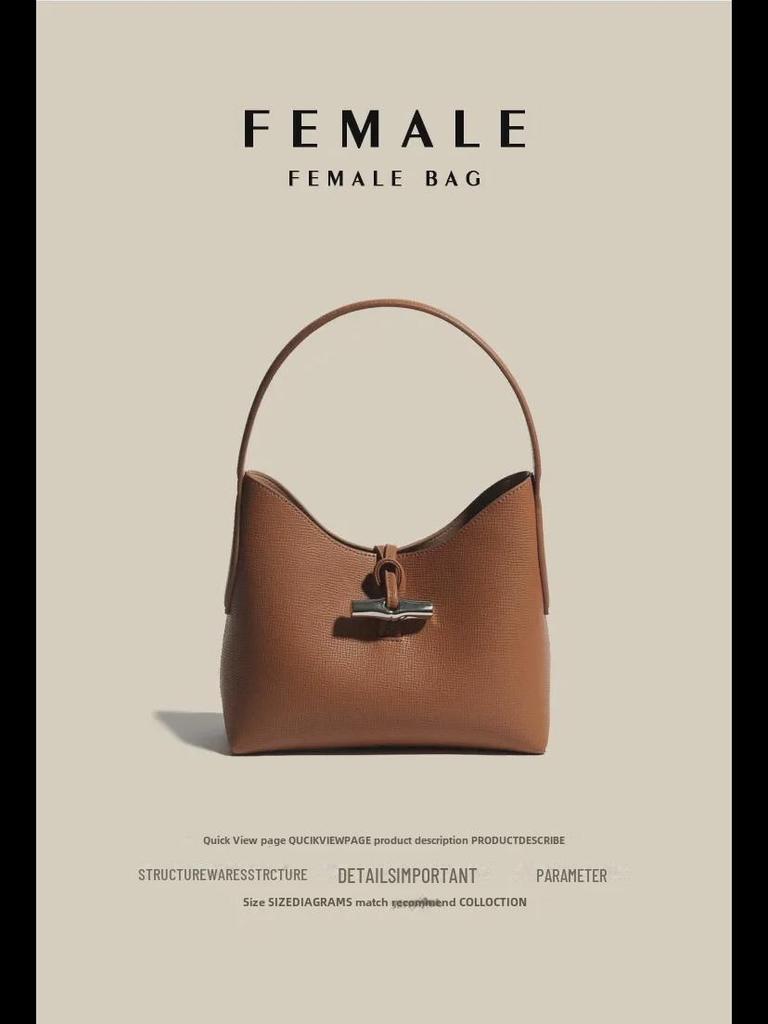 2024 Genuine Leather Bamboo Shoulder Bag: Spring/Summer High-End European & American Fashion