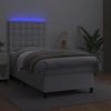 Vidaxl Łóżko Kontynentalne Z Materacem I Led, Biała Ekoskóra 80X200 Cm