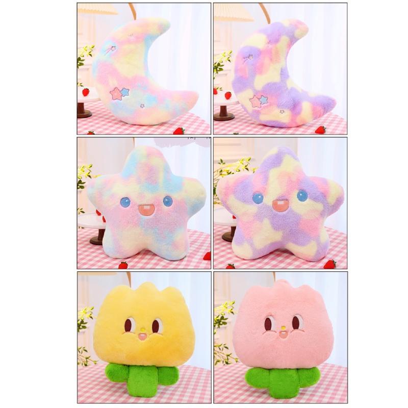 Cute Plush Moon And Star Sleeping Pillow For Girls
