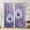 2pcs Romantic Purple Daisy Print Curtains Butterfly and Flower Pattern Polyester Window Drapes for Living Room Bedroom Decor