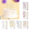 6Pcs Elegant Curved Gold Plated Colorful Cake Candles for Birthday and Baby Shower Cupcake Decorating Party Supplies