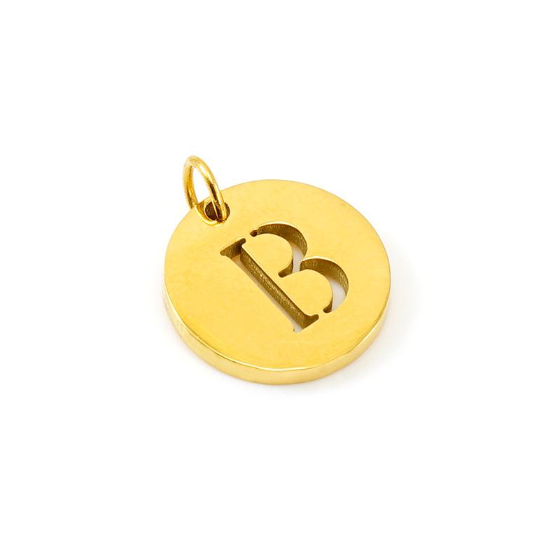 New titanium steel English letter DIY pendant fashionable stainless steel round hollow letter pendant