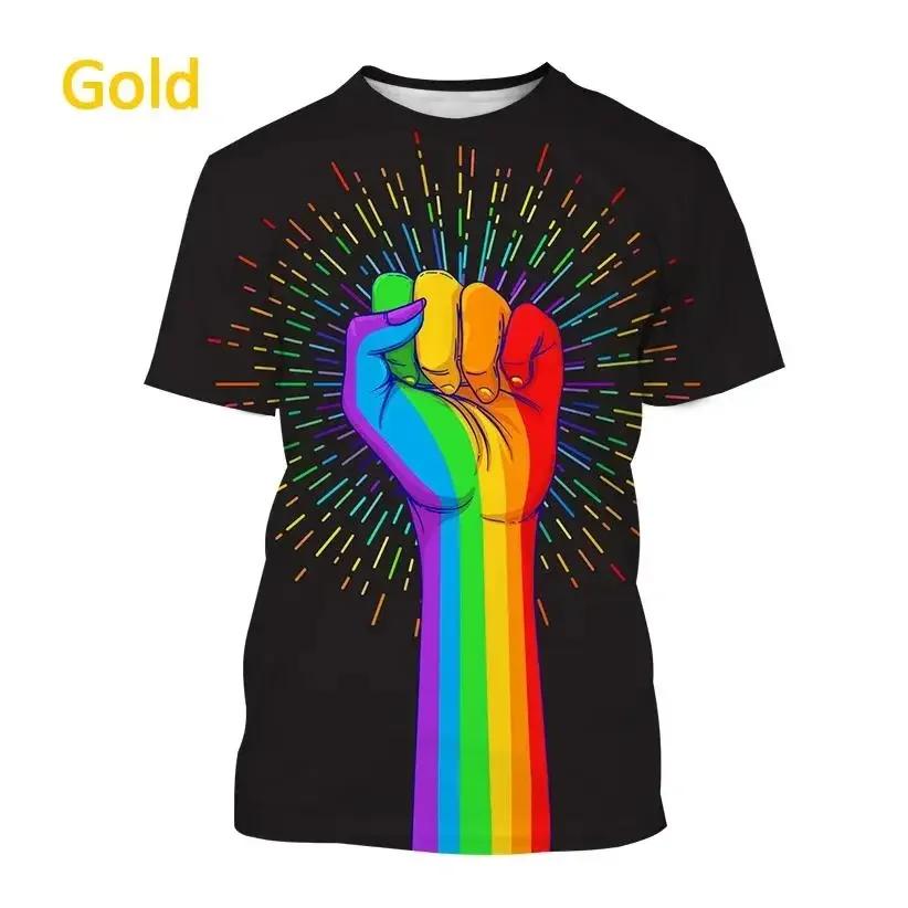 Ny Regnbue 3d Print Sommer Menn/Kvinner O-Hals T-skjorte Casual Kort Ermet Oversized T-skjorte Mote Topper Trend Unisex Klær