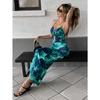 2026 Floral Print Hollow Out Elegant Spaghetti Strap Dress Womens Fashionable Robe Ruched Backless Party Maxi Long Evening Gown Dress Holiday Clothing
