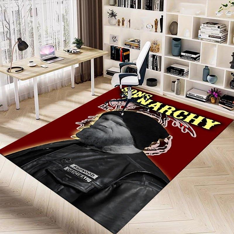 1pc Sons of Anarchy Themed Office Carpet Chair Mats - Durable Polyester Rug for Home Theater, Office, Dorm Room Decor - tA32