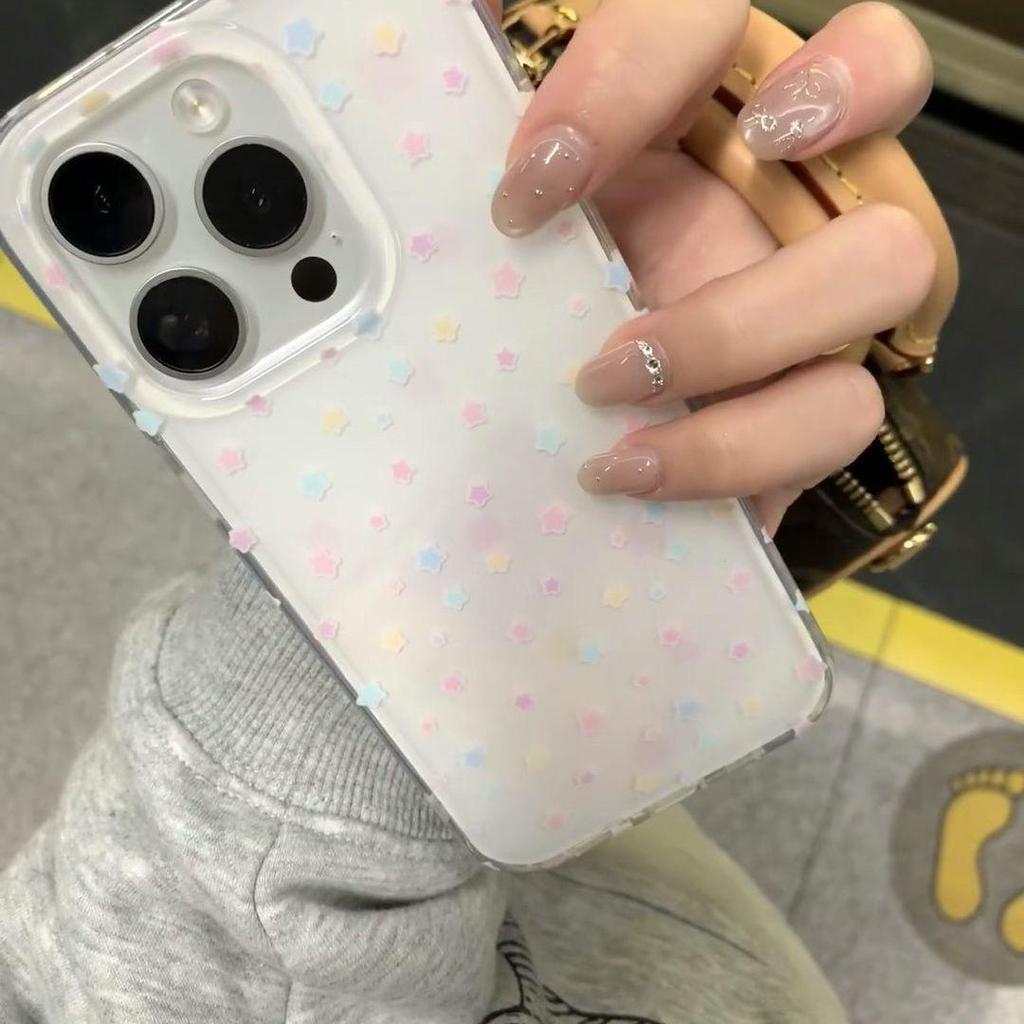 Colorful Star Double Layer White Print Phone Case for Apple 16 Pro Max