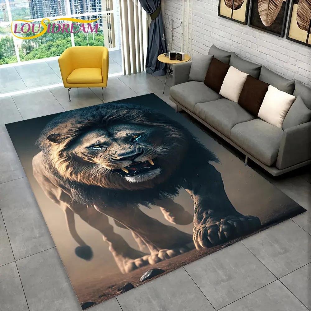 Novo tapete grande de área de animal de leão de sonho 3D, tapete de carpete para sala de estar, quarto, sofá, capacho de decoração, tapete de chão antiderrapante para brincadeira de criança
