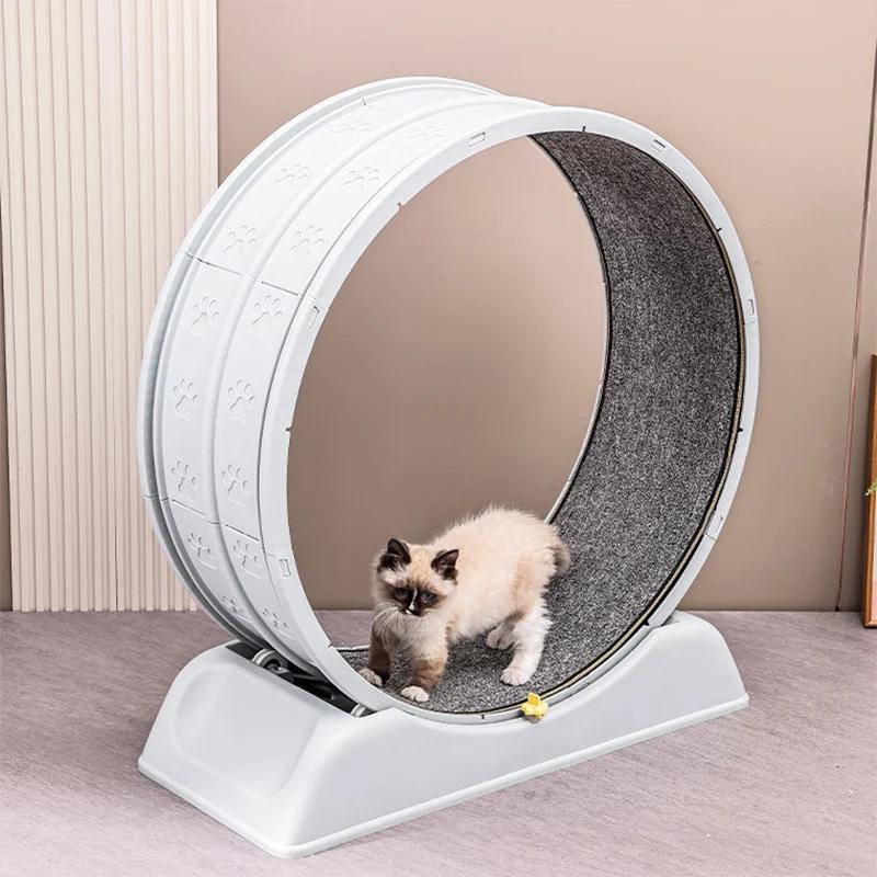 1pc Indoor Cat Roller Treadmill Silent Non-Electric Pet Exercise Wheel Cylindrical Tread Design Safe Ramp Promotes Pet Health